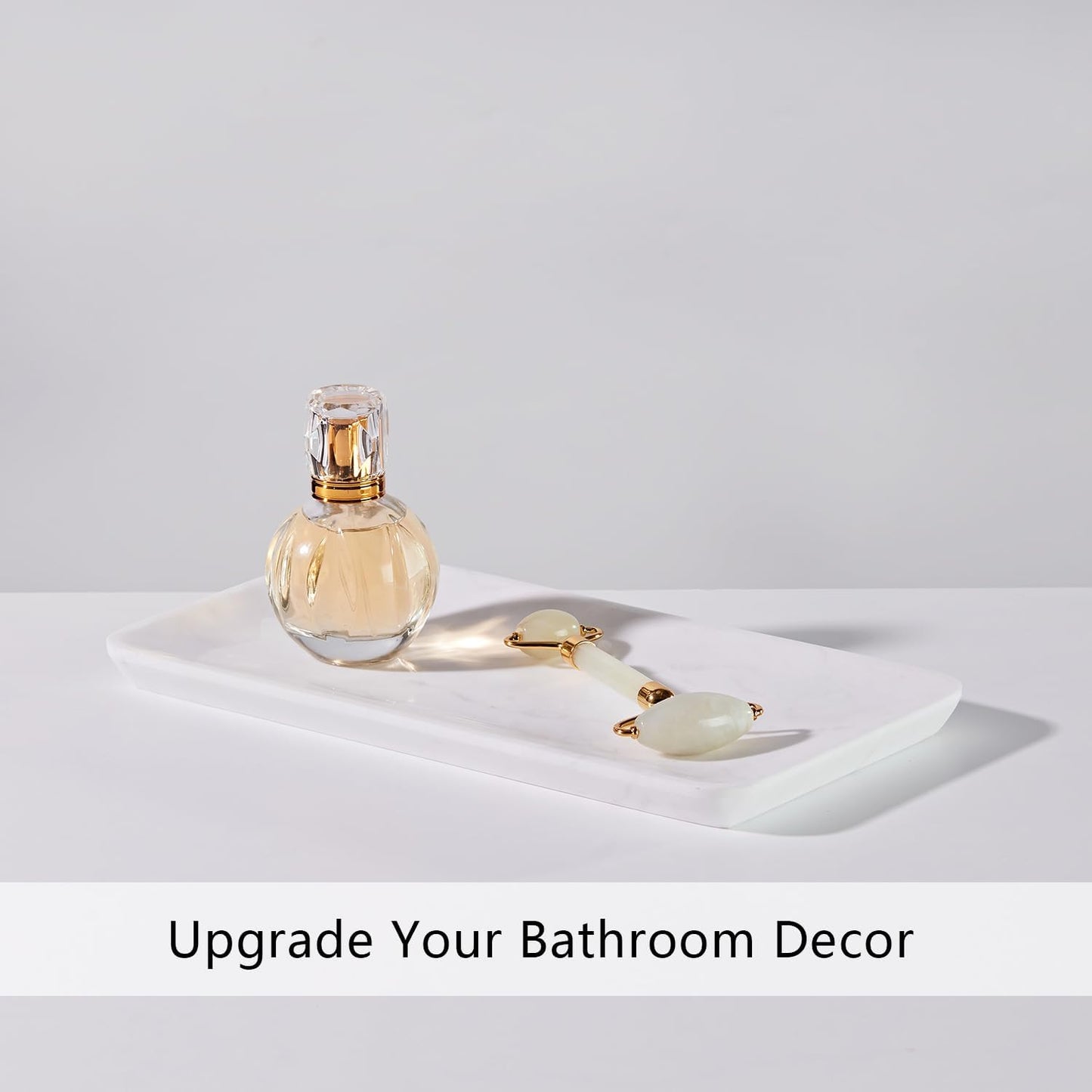 Luxury White Marble Bathroom Essentials Set - Elegant Spa Collection with Timeless Design, High-End Bath Accessories, Premium Stone Craftsmanship for Modern & Classic Decor (Vanity Tray)