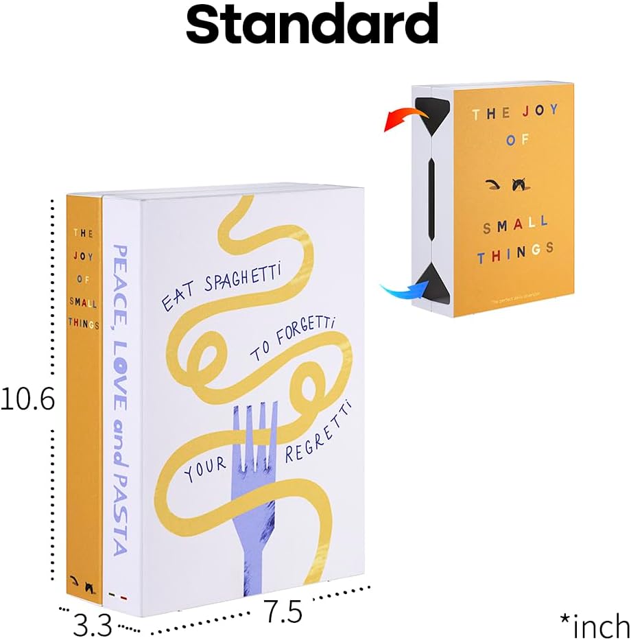 Book Shape Decorative Cable Management Box - Expandable Cable Organizer Box with Magnetic Closure for Home & Office (Small Yellow, Standard)