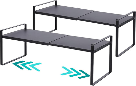 2-Pack Expandable Shelf Organizer for Kitchen Countertop, kitchen organizers and storage，under sink expandable shelf organizer