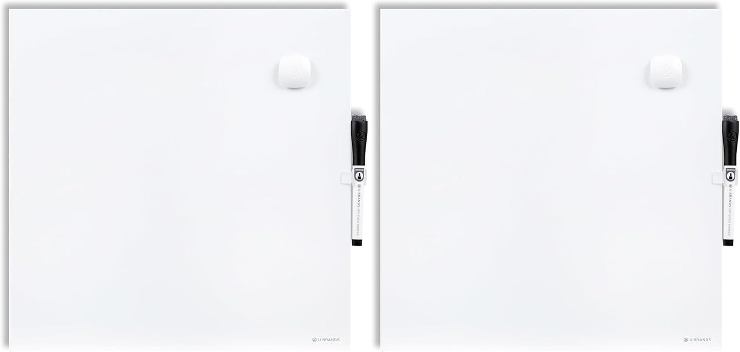 U Brands Magnetic Square Dry Erase Board, 14 x 14 Inches, Frameless (460U00-04) (Pack of 2)