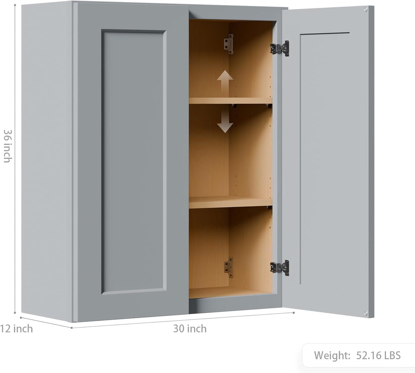 30 Inch Laundry Room Cabinets Wall Mounted, Solid Wood Over The Toilet Storage Cabinet, Bathroom Organizer Cabinets with 2 Door & Shelves, Easy to Assemble for Kitchen, Garage - Dark Gray