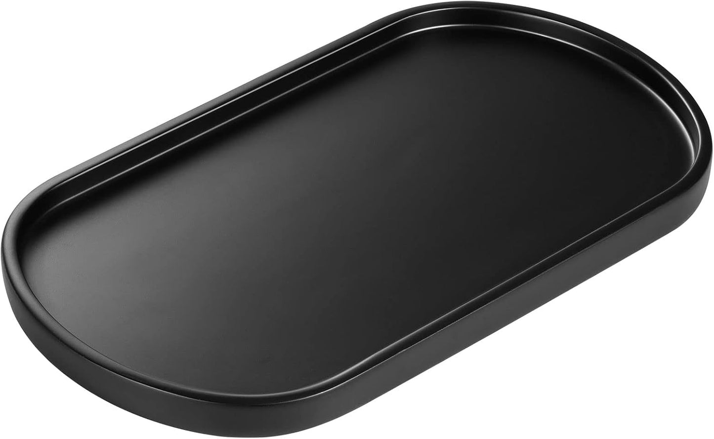 Luxspire Matte Black Oval Vanity Tray, Resin Material, Medium Size, Toilet Organizer, Plant Tray, Decor