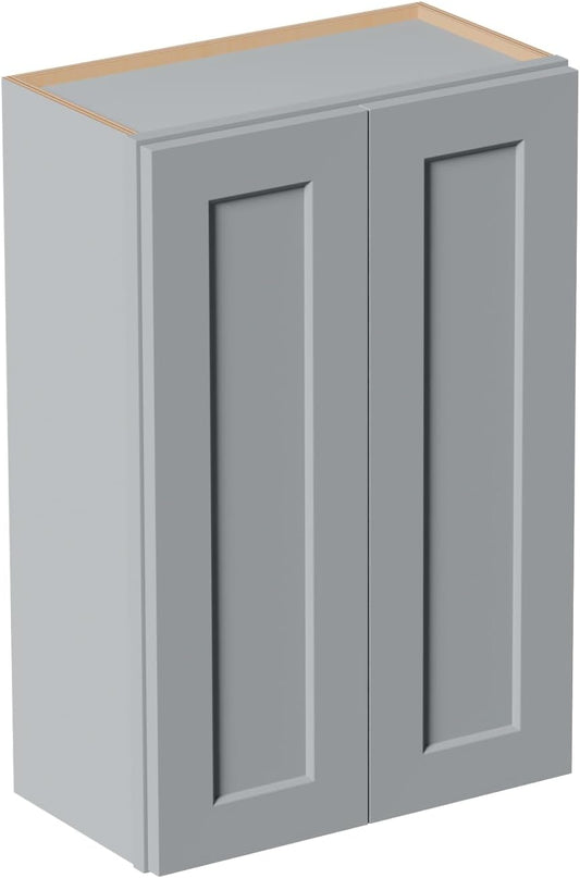 24 Inch Medicine Cabinet Wall Mounted, Solid Wood Over The Toilet Storage Cabinet, Bathroom Organizer Cabinets with 2 Door & Shelves, Easy to Assemble for Laundry Room, Kitchen, Garage - Dark Gray