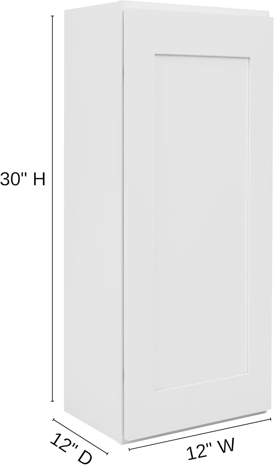White Shaker Wall Cabinet - Ready to Assemble, Perfect for Kitchen, Laundry, and Bathroom Storage - 12" W x 30" H x 12" D