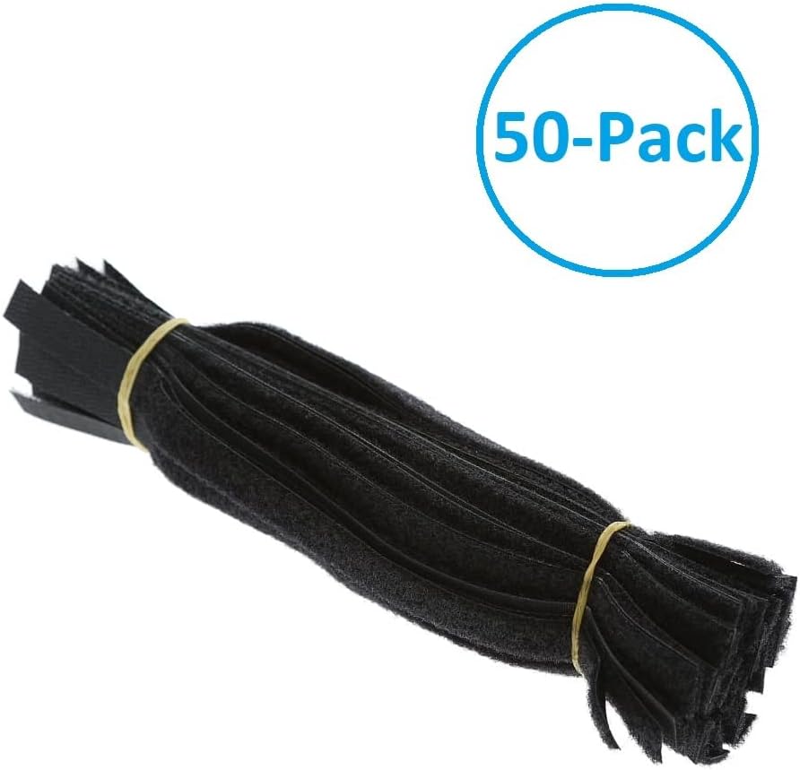 9 Inch (50-pack) Hook and Loop Self Gripping Fastening Cable Ties 1/2" Width - Multipurpose Microfiber Cloth Cable Organizer Self Adesive Pre-Cut Straps