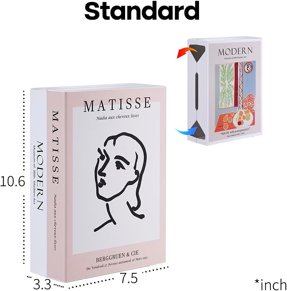 Book Shape Decorative Cable Management Box - Expandable Cable Organizer Box with Magnetic Closure for Home & Office (Modern Matisse, Standard)