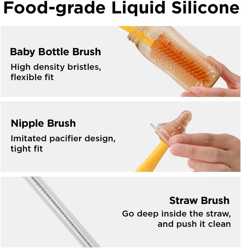 Travel Bottle Brush with Portable Bottle Drying Rack, Baby Bottle Brush for Baby Travel Essential, Green