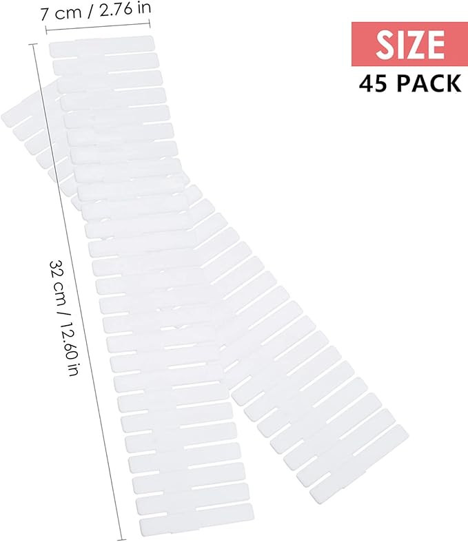 45 Pack Drawer Dividers, Plastic Adjustable Drawer Storage Organizer for Tidying Clutter Socks, Underwear, Makeup, Kitchen, Dresser White