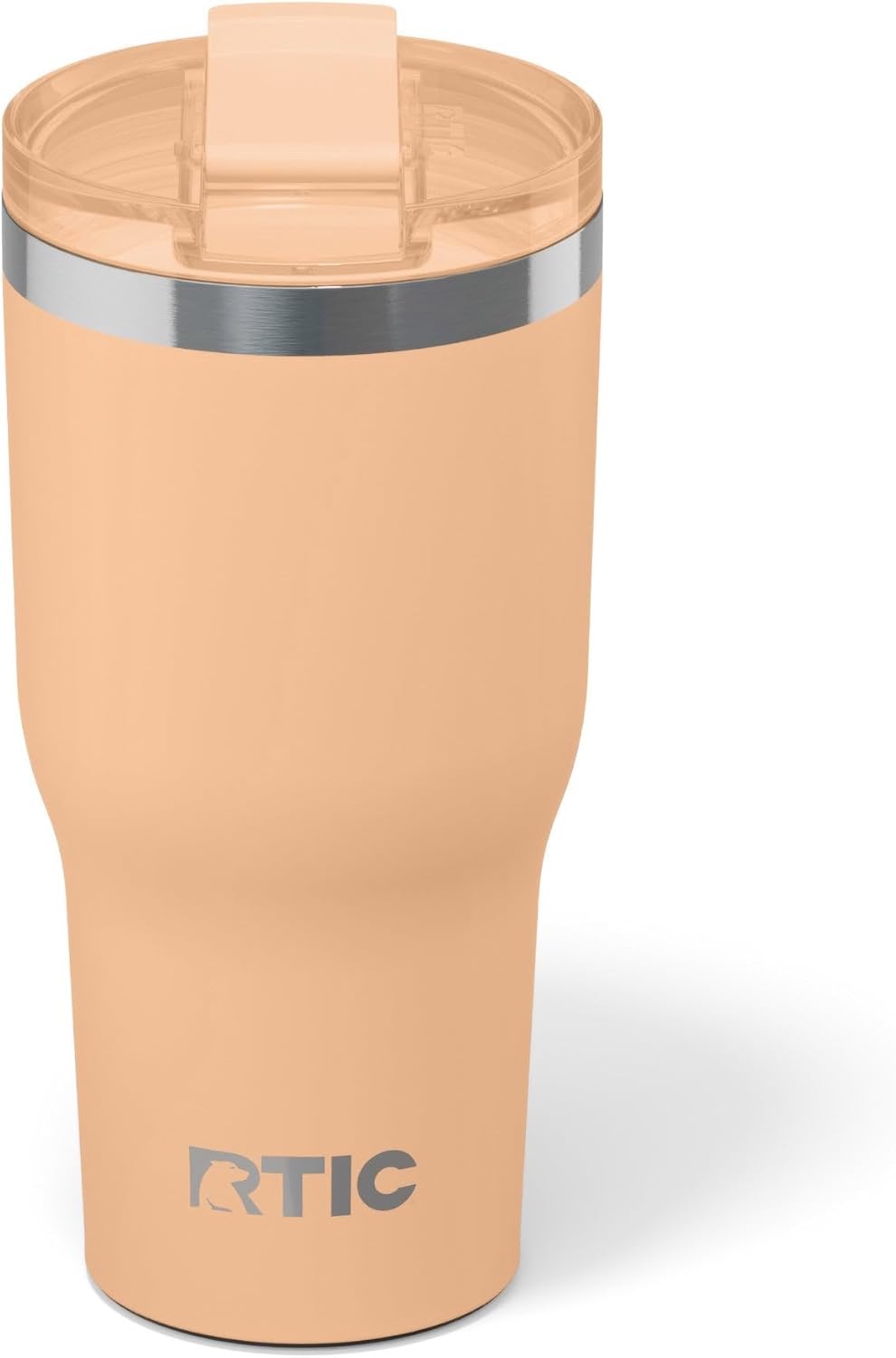 RTIC 30oz Essential Tumbler with Lid, Ceramic Lined, Insulated, Stainless Steel, Metal, Double Wall Vacuum-Insulation, Travel Cup for Iced Coffee, Tea, Hot and Cold Drink, Peach Tea