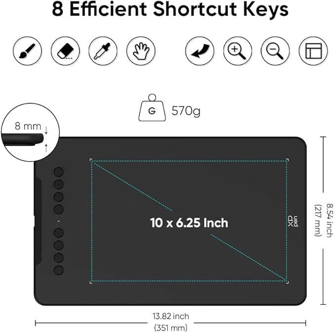 XPPen Updated Deco 01 V3 Drawing Tablet, 16384 Pressure Sensitivity, 8 Custom Shortcuts, 220 Report Rate for OSU Drawing Pad, Remote Teaching & Animation, Compatible with Android, Windows, macOS