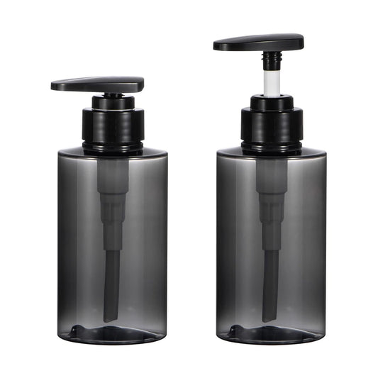 Shampoo Bottles with Pump, Yebeauty 2 Pack Empty Refillable Shower Bottle 10oz 300ml Squeeze Lotion Dispenser for Bathroom,Shampoo Soap, Conditioner Body Wash Liquidl,Clear Grey