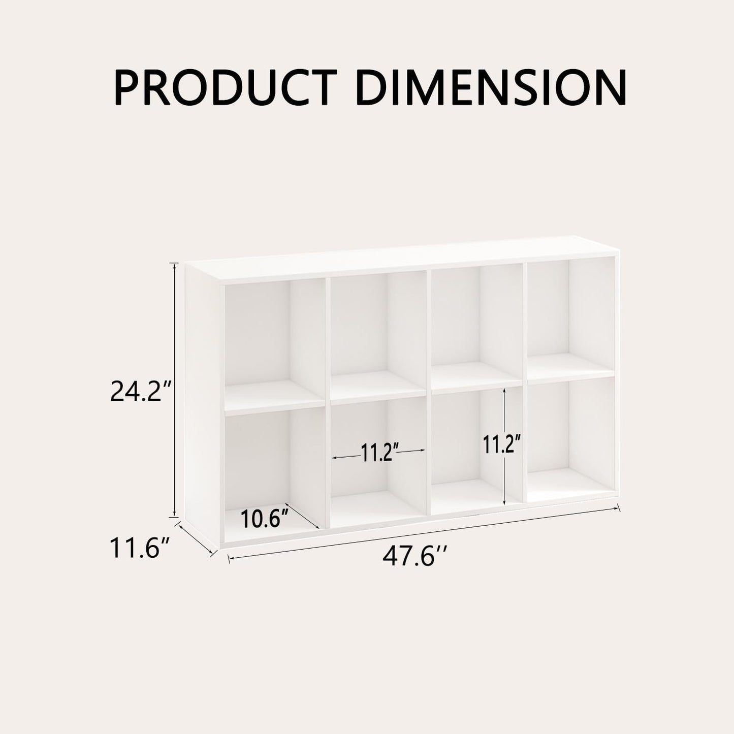Wooden 8 Cube Storage Organizer with Closed Back Panel,White Shelf Heavy Duty Cubby Storage Organizer with Compartments for Living,Display Shelf,Bookshelf (White, 8-Cube)