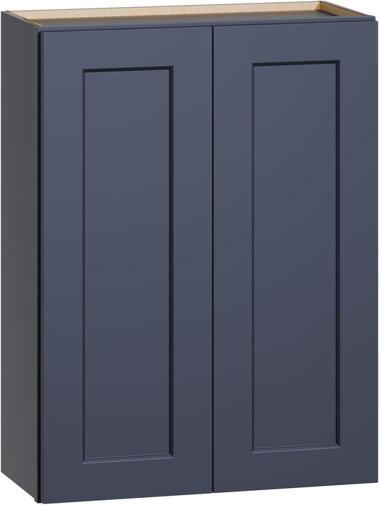 27 Inch Medicine Cabinet Wall Mounted, Solid Wood Over The Toilet Storage Cabinet, Bathroom Organizer Cabinets with 2 Door & Shelves, Easy to Assemble for Laundry Room, Kitchen, Garage - Blue