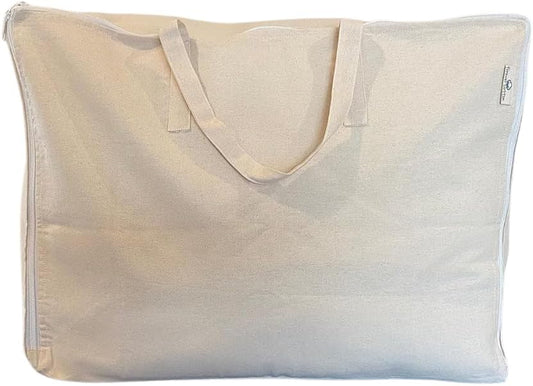 Storage Bag with Handles for Beddings, Comforters, Blankets, Pillows, Linens and Garments -Underbed/WardrobeThick Soft Breathable Closet Organizer Bag (X-Large (24"X15"X12"), Off-white)