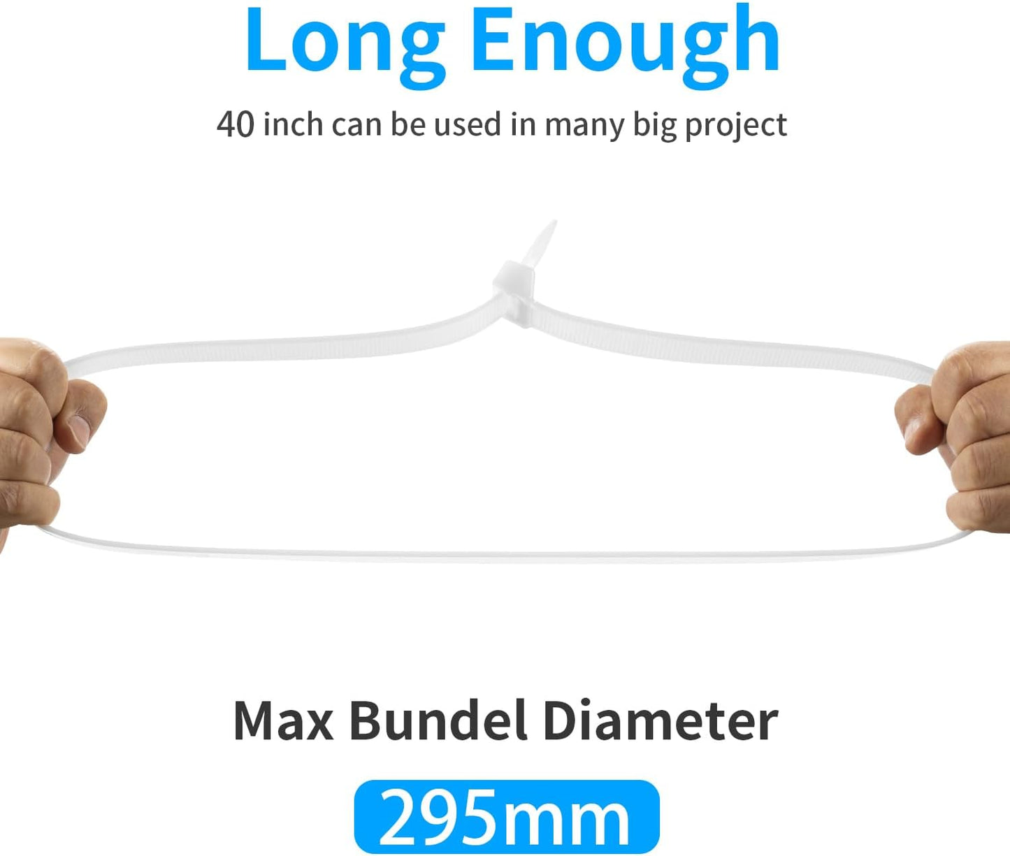 40 inch White Zip Ties Heavy Duty 30 PCS, 250LBS Ultra Exclusive Strong Plastic Wire Ties, Large Cable Ties Extra Long Tie Wraps, Indoor and Outdoor UV Resistant