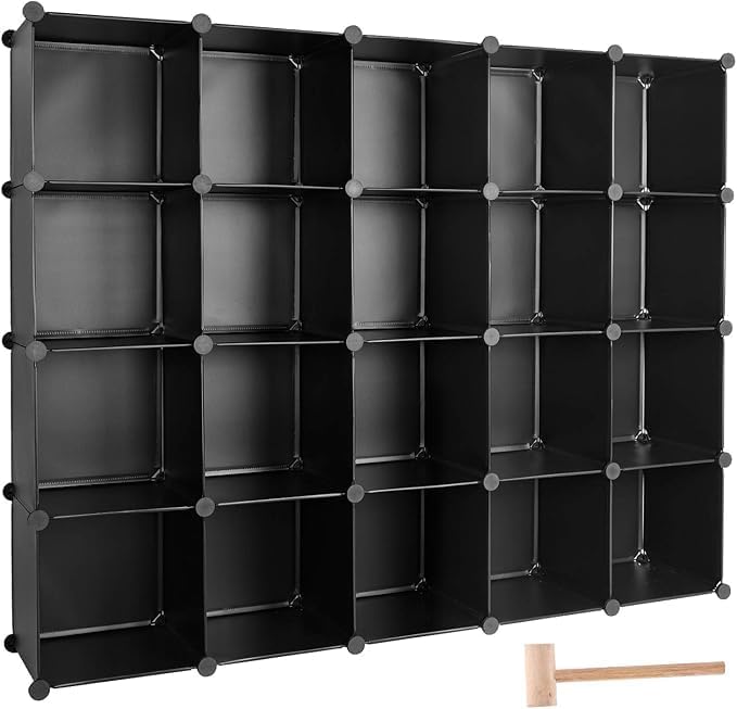 TUMUCUTE Cube Storage Organizer, DIY Plastic Closet Cabinet Modular Bookcase, Storage Shelves for Bedroom Living Room, Office（20-Cube，Plastic）