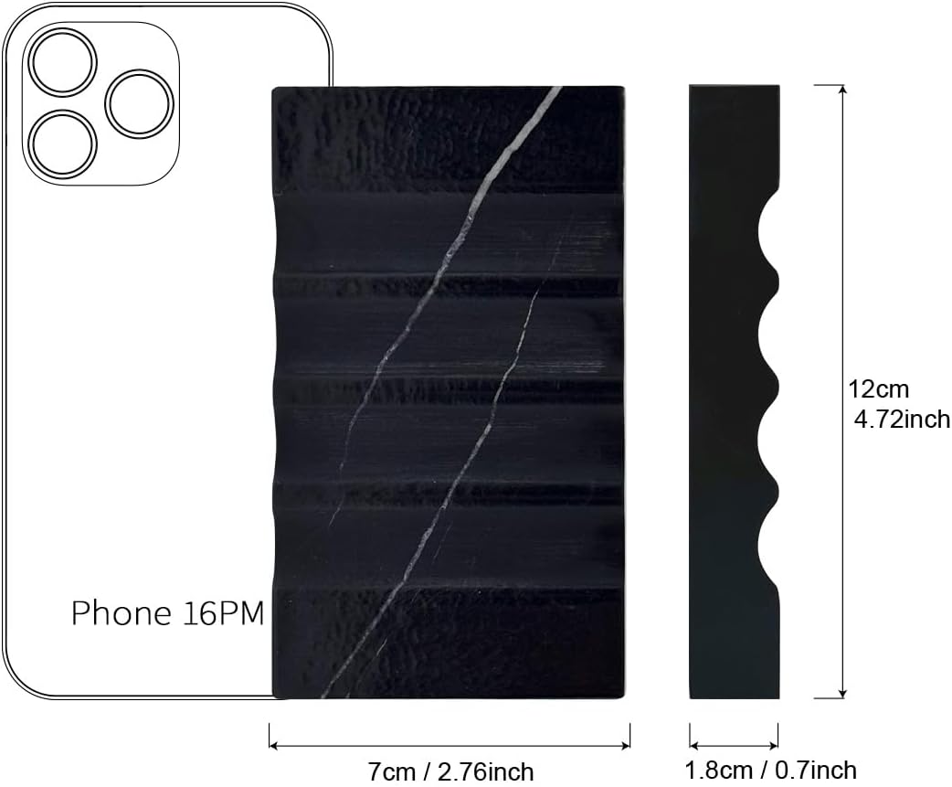 Real Matte Black Marble Soap Dish for Bathroom Sink & Shower Stone Tray Small Unique Bar Soap Holder with Draining | Non-Slip, Luxury Bath Room Accessories