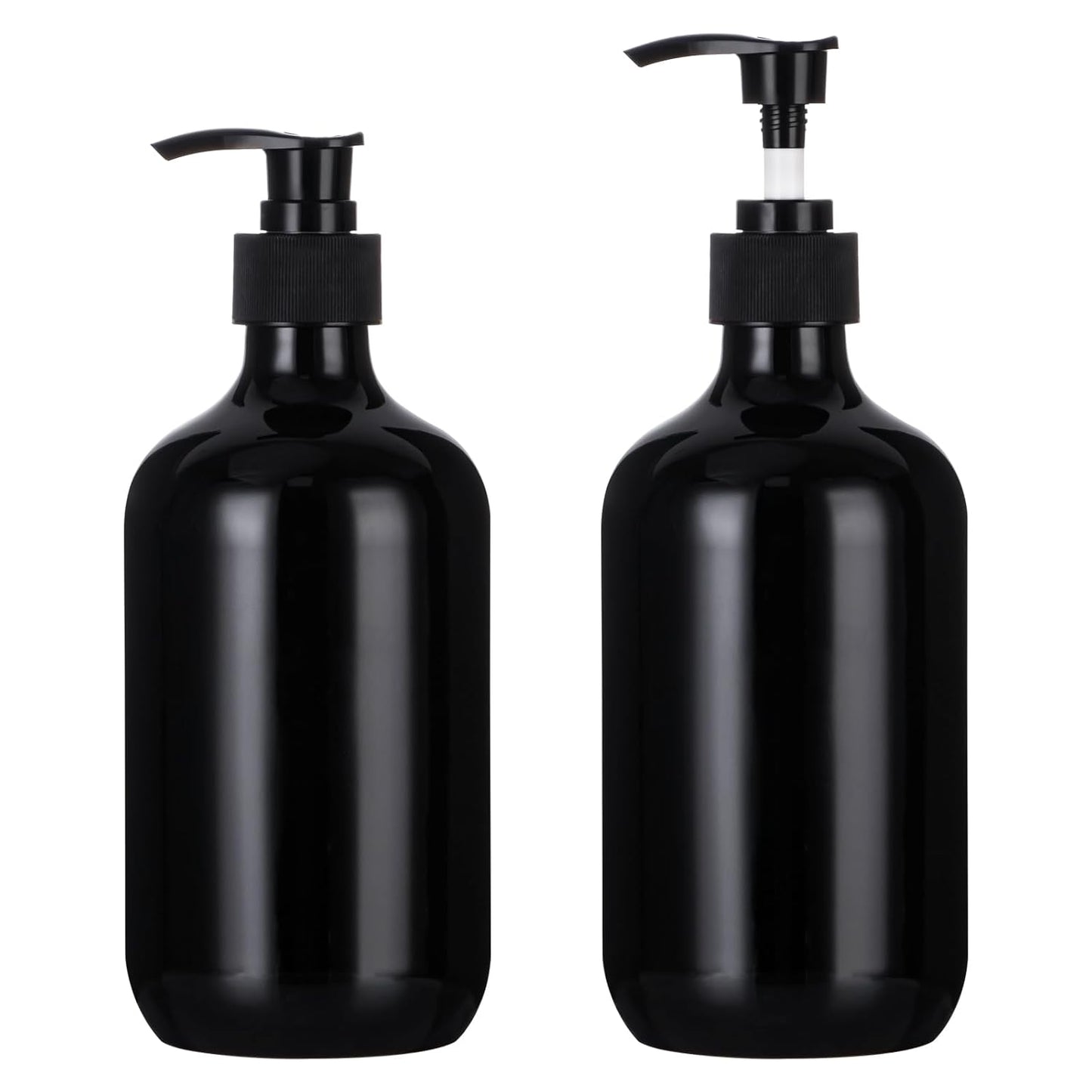 Yebeauty Pump Bottle Dispenser, 17oz 500ml Empty Plastic Shampoo Conditioner Dispenser, Refillable Shower Soap Dispenser Pump Bottle Liquid Containers for Kitchen Bathroom, 2 Pack Black