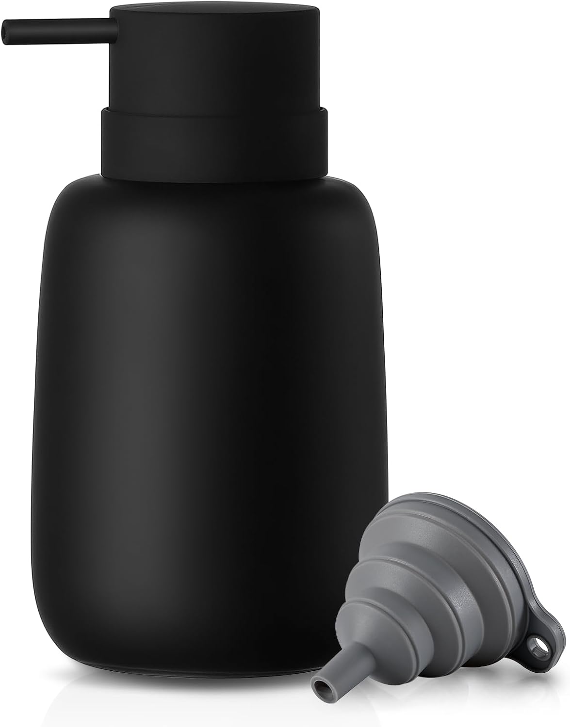Matte Black Soap Dispenser Bathroom,Ceramic Soap Dispenser Lotion Pump Dish Soap Dispenser for Kitchen,16oz Refillable Liquid Hand Wash Dispenser for Bathroom (Rubber Paint)