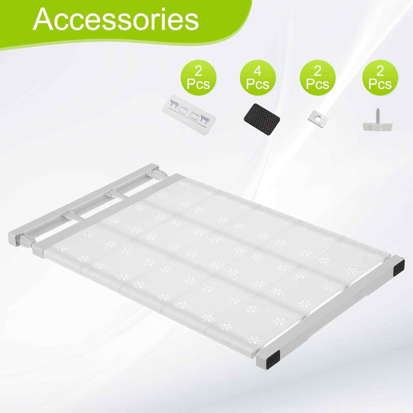 HARFINGTON Expandable Closet Tension Shelf 23.62" to 39.37" Adjustable Closet Organizer 2.5" x 13.78" Flower Pattern Storage Rack for Wardrobe Cupboard Kitchen Bedroom