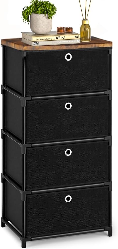 Fabric Storage Drawers Dresser and Chest of Drawers, Small Dresser with Drawers Unit, Sturdy 4 Drawers Dressers for Closet, Fabric Storage Bin Organizer, Closet Organizers and Storage