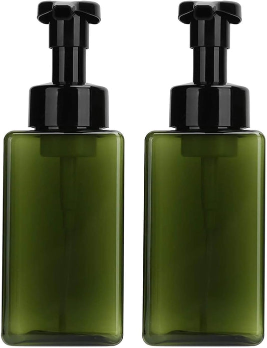 2 PCS-Foaming Soap Dispenser, Hand Soap Dispenser, Refillable Foam Liquid Hand Soap Empty Plastic Pump Bottle Container for Bathroom Vanities, Kitchen Sink, Hospital, Clinic（17 oz ） (Green)