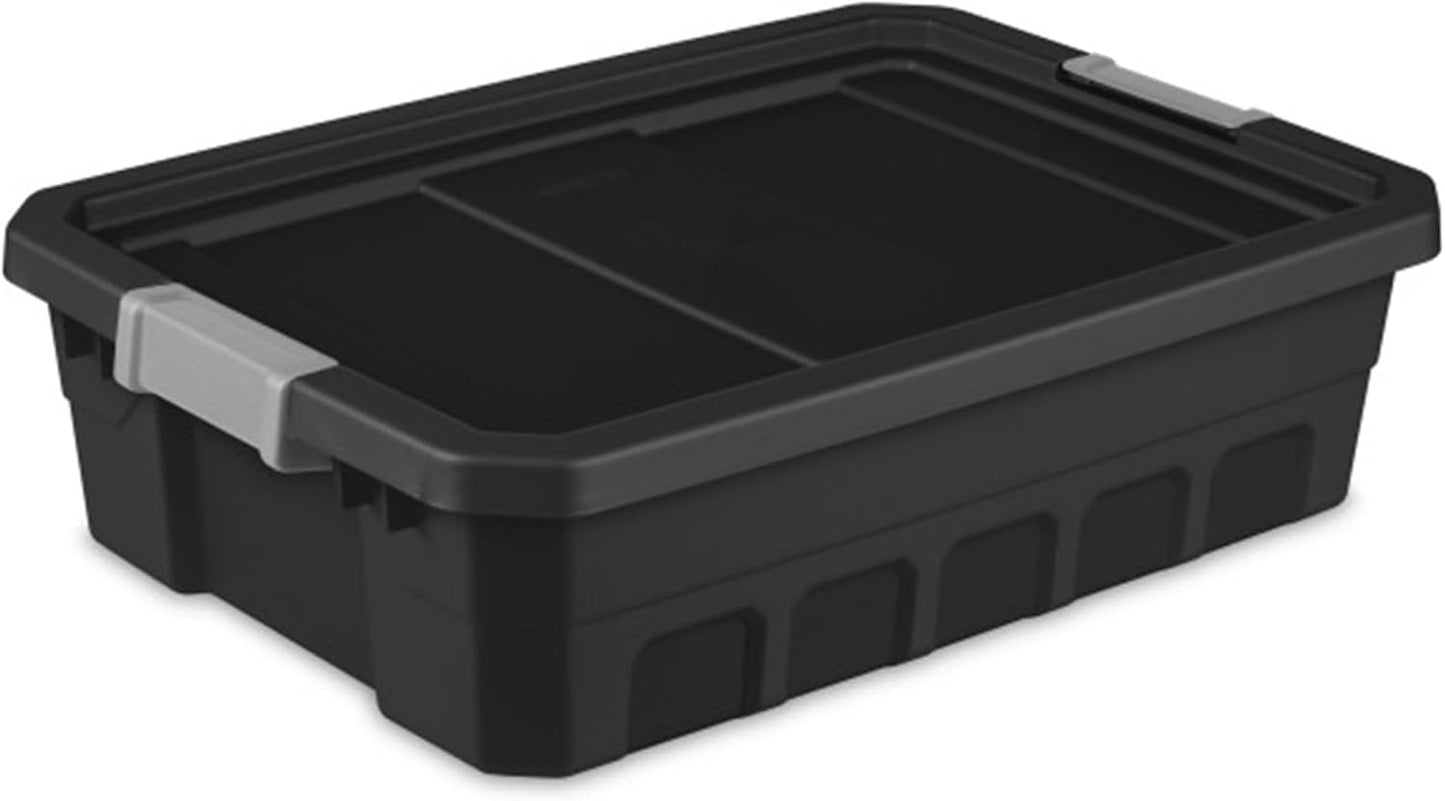 Sterilite 18-Pack Plastic Storage Bins with Lids, Stackable Containers, 10 Gallon, Black
