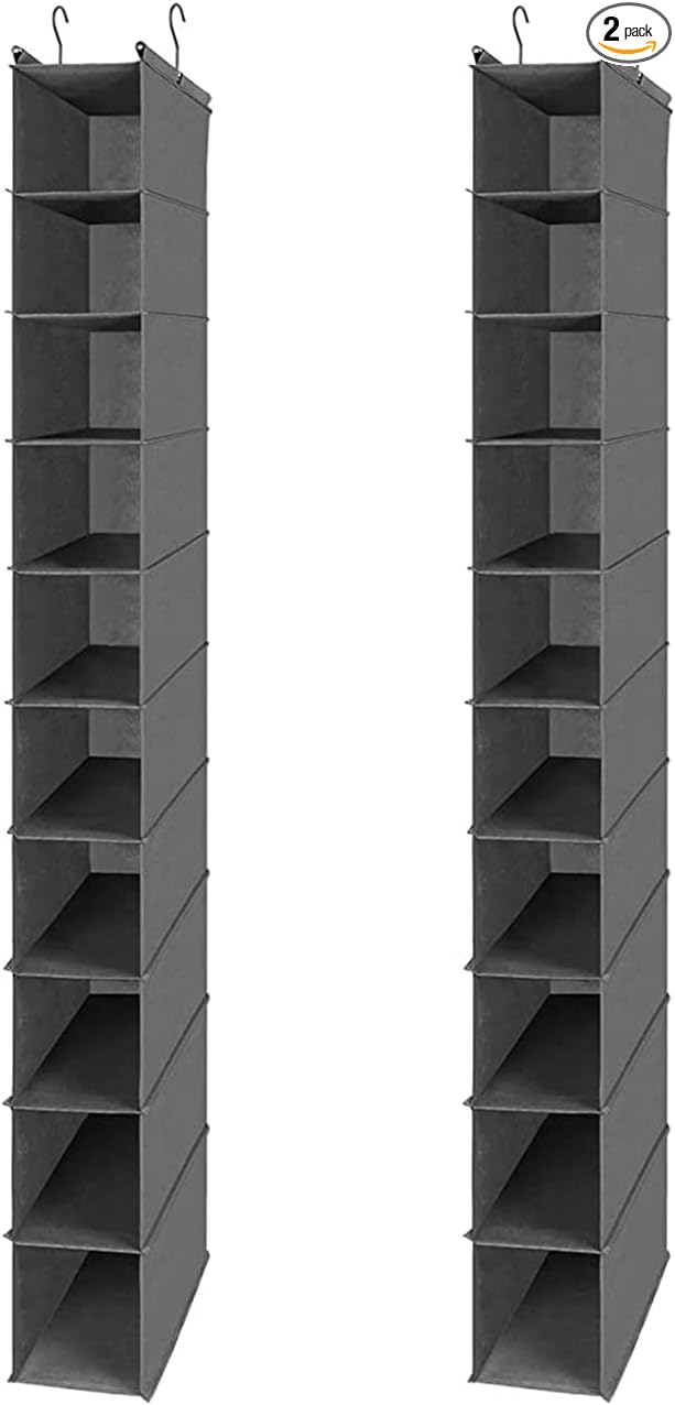 MAX Houser 10-Shelf Hanging Shoe Shelf Organizer, Hanging Shoe Storage for Closet,Pack of 2(Grey)