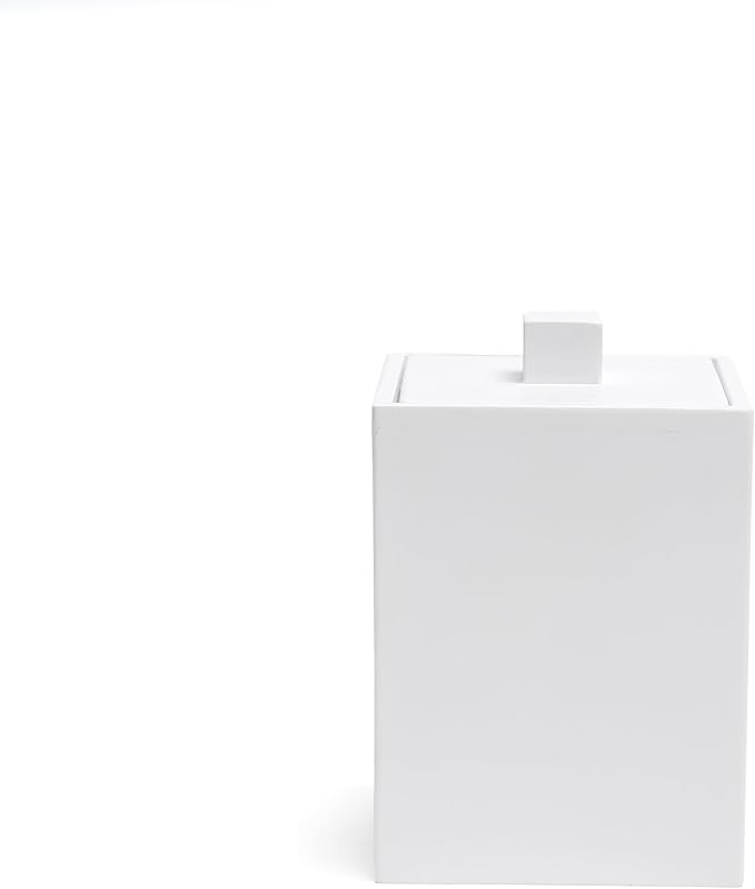 Bathroom Qtip Holder, Resin Cotton Swab Holder with Lid Qtip Holder Dispenser for Cotton Ball Bath Salts Storage Christmas Birthday Anniversary, Matte White