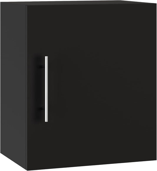Small Wall Cabinet, 18" W x 12" D x 20" H Wooden Wall Mounted Storage Cabinet, 1 Door Cabinet with Soft Close and Metal Handle and Adjustable Shelf, for Kitchen, Garage, Laundry, Bathroom, Black