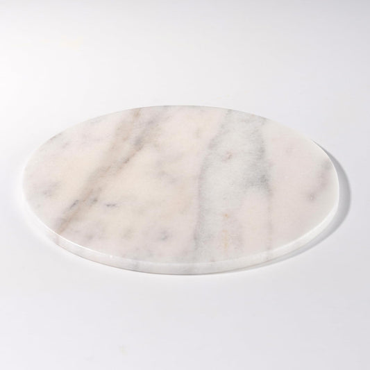 Handcrafted Marble Tray – Bathroom Counter Organizer, Jewelry Tray, Perfume Organizer & Decorative Tray for Vanity Accessories, Coffee Table Decor & Bathroom Countertop (Round, Mugla White)