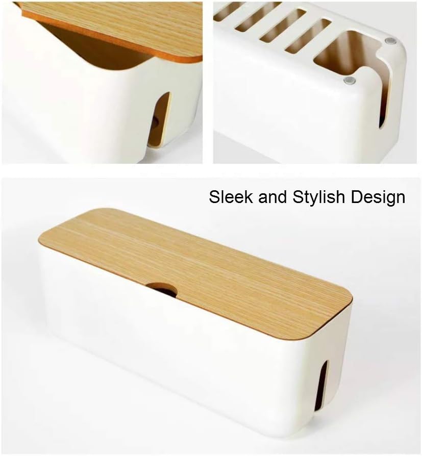 Cable Management Box| Power Stripe Organizer|Cord Organizer Box| Hide and Conceal Power Strips and Electrical Cords from TVs, Computers, and Desks| Keep Pets Safe