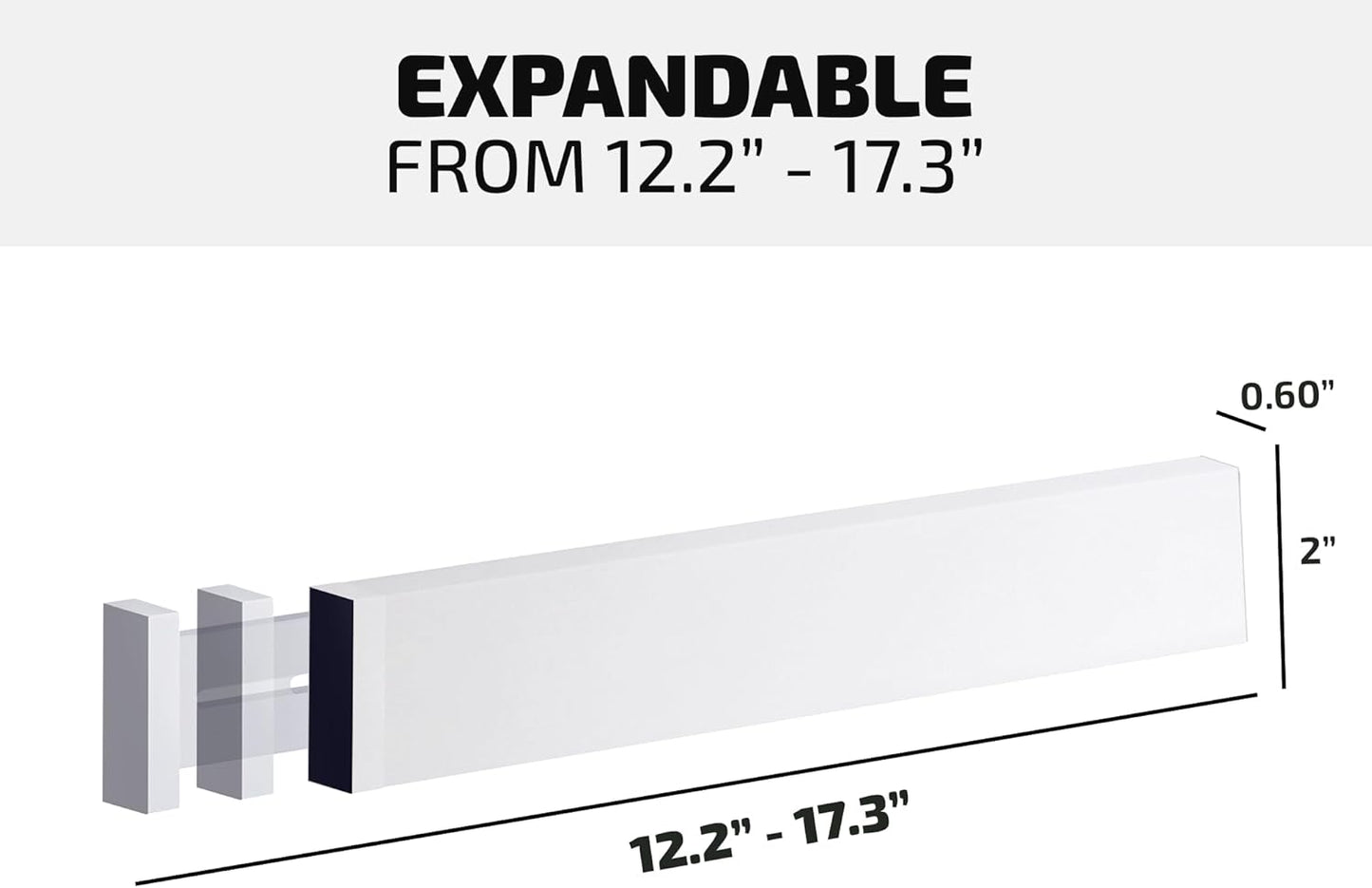 4-Pack Bamboo Drawer Dividers - 2.6" High, 12.5"-17" Adjustable Drawer Organizers for Clothes, Expandable Dresser Separators in Bedroom/Bathroom/Kitchen/Office Organization and Storage (White)