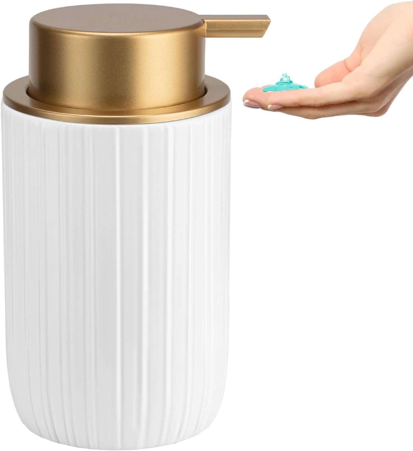 Soap Liquid Dispenser Ceramic with Easy-to-Press Pump Hand Liquid Dispenser (Can't Foam) for Shampoo Bathroom Countertop 13.5 oz