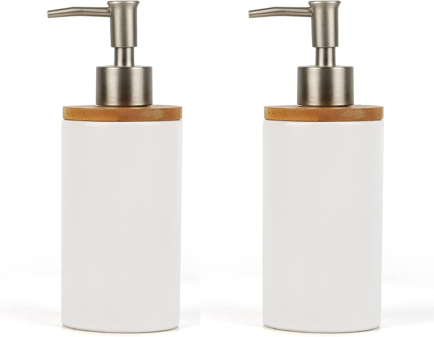 Ceramic Soap Dispenser Hand Soap Dispenser Refillable Liquid Great for Kitchen and Bathroom Decorative 2 Pack (White)