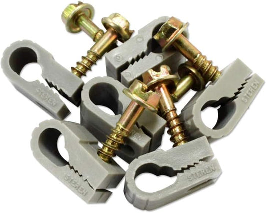 STEREN Coaxial Cable Clips - Cable Holder - Wire Clips - Siding Clips for Hanging - Cord Holder for Desk - Cable Clamps (Gray, 200 Count - Single Screw)