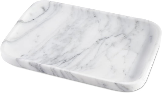 Arabescato Marble Vanity Tray - Decorative Organizer for Bathroom Countertop, Dresser, Kitchen Sink