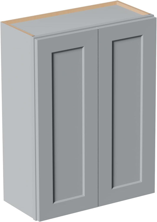 27 Inch Medicine Cabinet Wall Mounted, Solid Wood Over The Toilet Storage Cabinet, Bathroom Organizer Cabinets with 2 Door & Shelves, Easy to Assemble for Laundry Room, Kitchen, Garage - Dark Gray