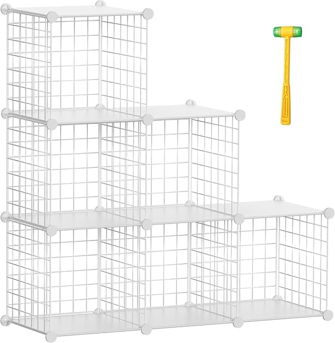 TUMUCUTE Closet Organizer, Organizers and Storage,Cabinet Metal Shelf Rack Storage Shelves Bookshelf,Toy Organizers and Storage Bins (6-Cube, White)