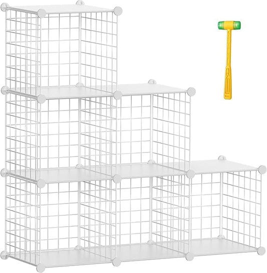 TUMUCUTE Closet Organizer, Organizers and Storage,Cabinet Metal Shelf Rack Storage Shelves Bookshelf,Toy Organizers and Storage Bins (6-Cube, White)