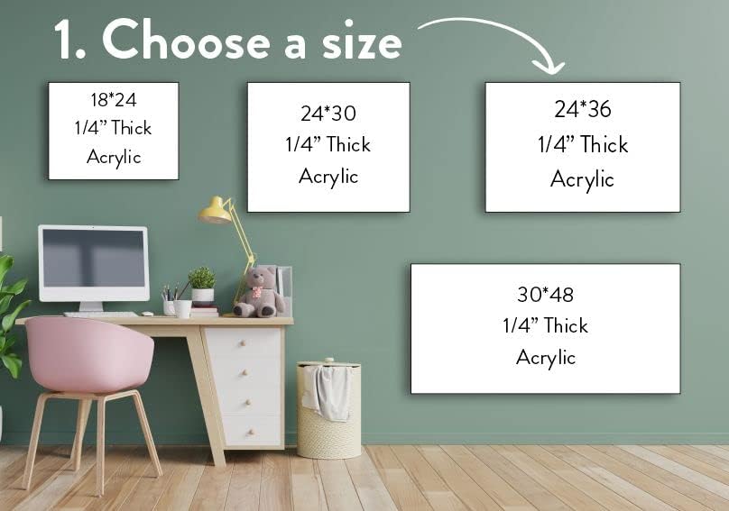 Acrylic Dry Erase Board for Wall with Stylish Border - Shipped Next Day, Made in USA, Non-Magnetic Whiteboard, Wall Mounted Board, Easy to Clean (Clear - 36x48)