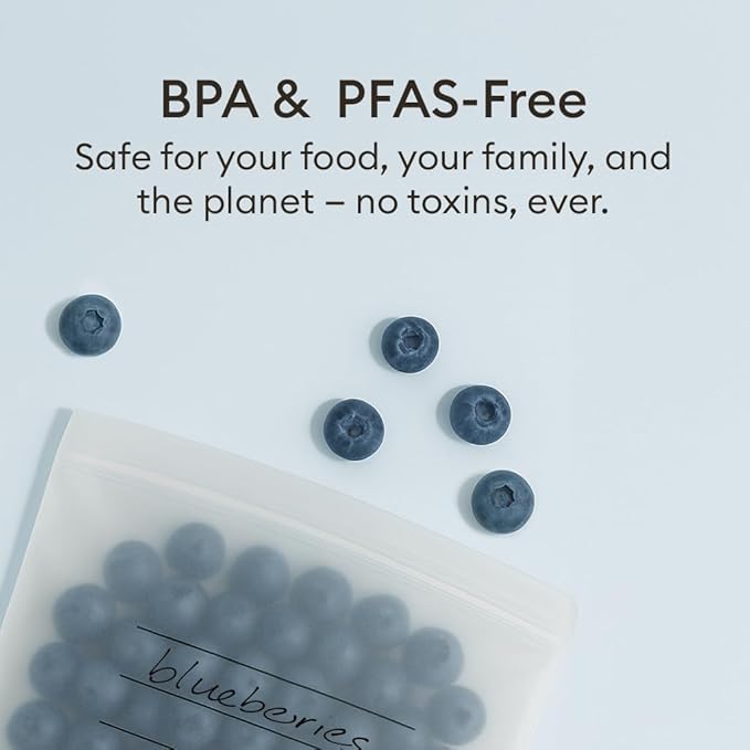 Vove Compostable Snack Bags, Small 50 Count – Freezer Safe, Leak Resistant, Non Toxic, Writable & Reusable Food Storage, Plastic-Free Eco Bags