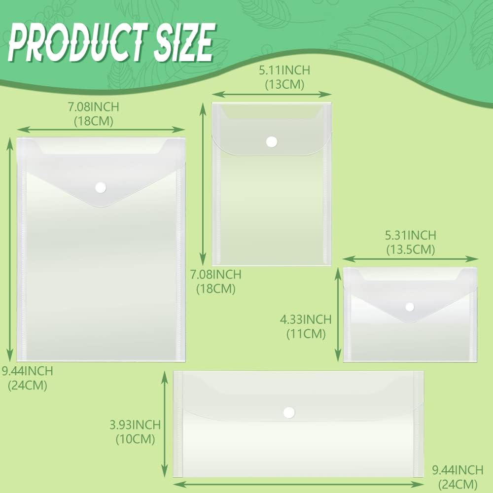 Vmiapxo 40 Pack Stamp and Die Storage Pockets, Reusable Small Plastic Envelopes Waterproof Sticker Organizer Receipt Holder Photo Storage Folders (Mixed Size)