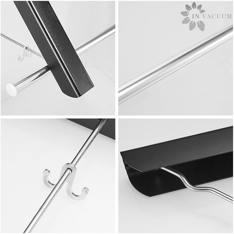 Laundry Drying Rack, Wall Mounted Retractable Clothes Hanger, Aluminium Home Storage Organization Space Savers for Home(2 Racks with Rod,Black)