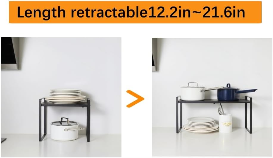 2-Pack Expandable Shelf Organizer for Kitchen Countertop, kitchen organizers and storage，under sink expandable shelf organizer