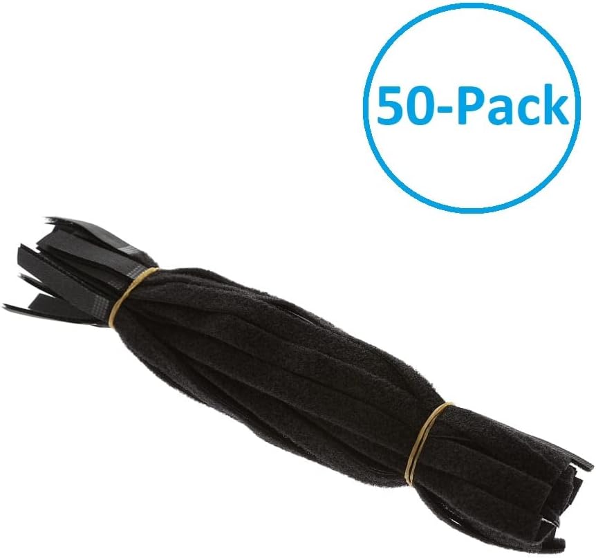 12 Inch (50-pack) Hook and Loop Self Gripping Fastening Cable Ties 1/2" Width - Multipurpose Microfiber Cloth Cable Organizer Self Adesive Pre-Cut Straps
