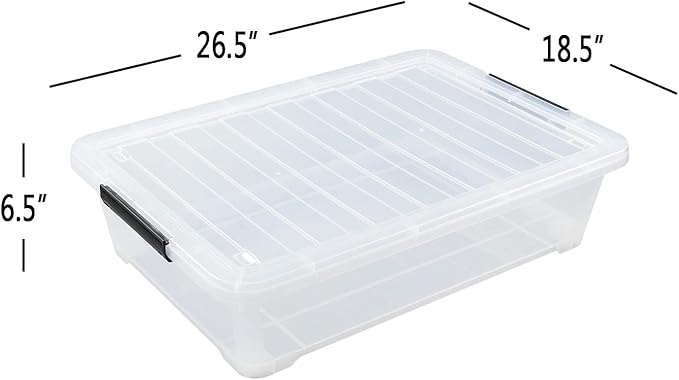 Zopnny 3-Pack 40 Quart Plastic Underbed Storage Box, Large Clear Under Bed Storage Bin with Wheels