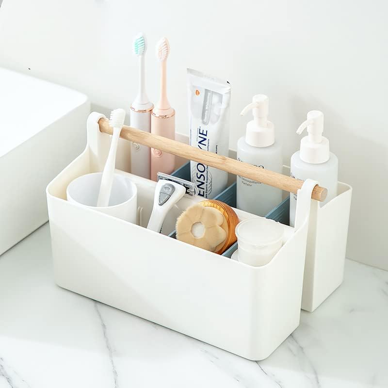 3 pcs Large Portable Caddy with Handle, Art Supplies, DIY Divided Basket for Crafts Colored Pencils Pen Holds Brushes (Blue Dividers)