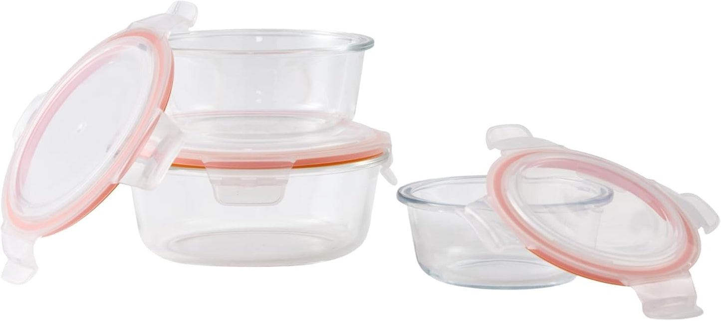 IMUSA Glass Food Storage Containers with Lids 6-Piece Set, Borosilicate Meal Prep Containers with Silicone Seal, Leakproof, Airtight, Freezer, Oven & Microwave Safe