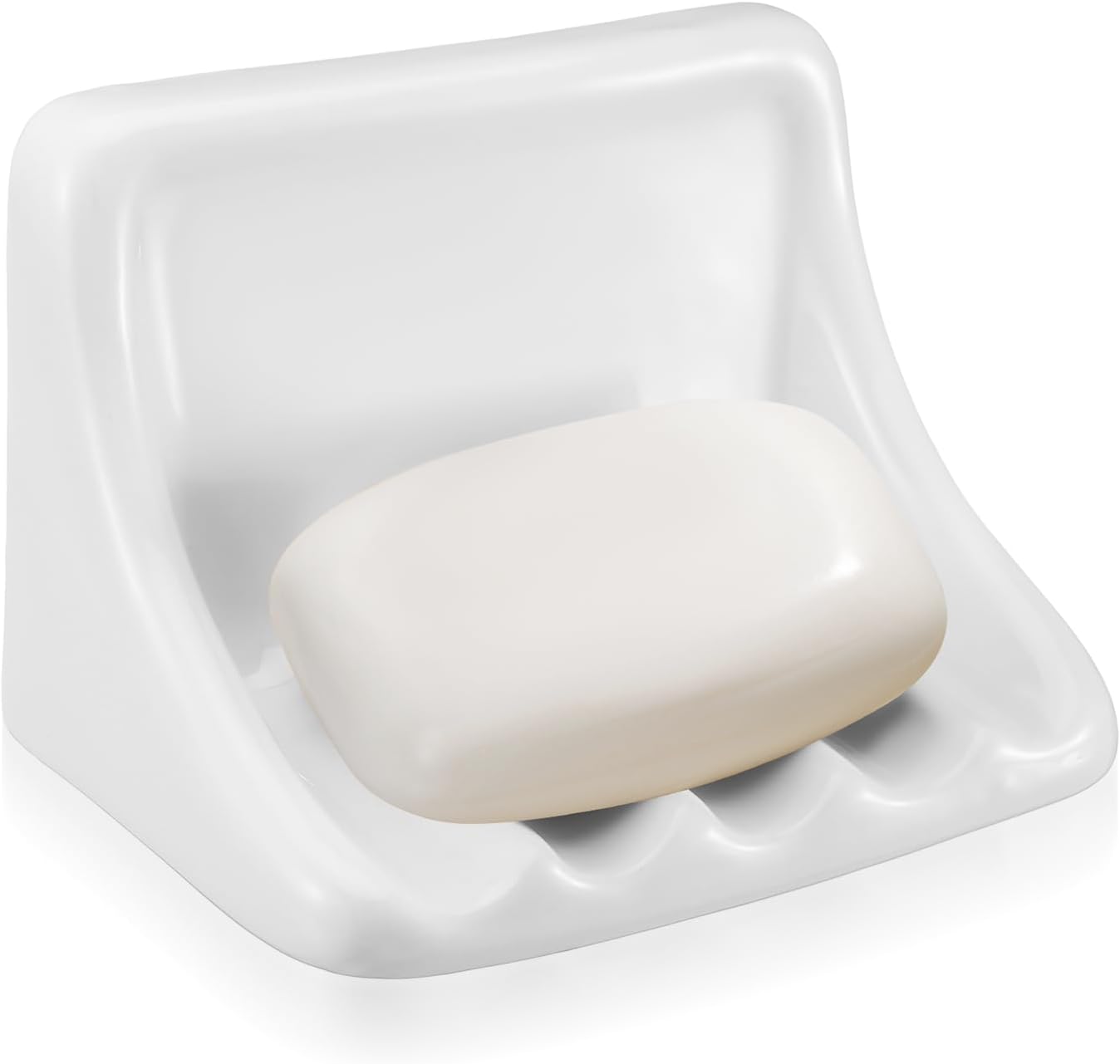 6.75 x 4.7 Inches White Vintage Ceramic Soap Dish Retro Ceramic Holder Porcelain Soap Tray for Home Bathtub Bathroom Shower Accessories Easy to Clean